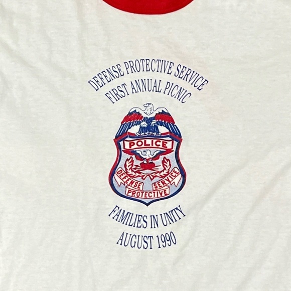 Vintage Single Stitch 1980s Police First Annual Picnic 1990s Ringer tshirt - Picture 2 of 3